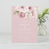 Stoffelijk Roos Roze Bloemen Waterverf Elegante br Kaart (Staand voorkant)