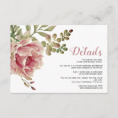 Stoffelijk roos roze bloemetjes bloemenbruiloft de informatiekaartje (Voorkant)