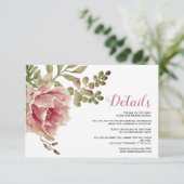 Stoffelijk roos roze bloemetjes bloemenbruiloft de informatiekaartje (Staand voorkant)