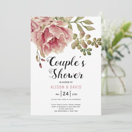 Stoffelijk roos roze bloemetjes bruiloft koppels d kaart (Staand voorkant)