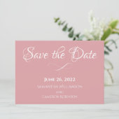 Stoffelijk Roos Roze Eenvoudige Elegante Romantisc Save The Date (Staand voorkant)