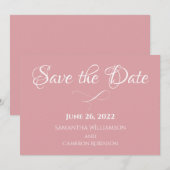 Stoffelijk Roos Roze Eenvoudige Elegante Romantisc Save The Date (Voorkant / Achterkant)