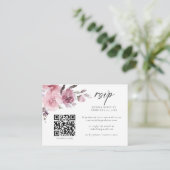 Stoffelijk Roos Roze Mauve Bloemen QR Code Bruilof Informatiekaartje (Staand voorkant)