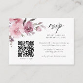 Stoffelijk Roos Roze Mauve Bloemen QR Code Bruilof Informatiekaartje (Voorkant)
