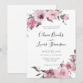 Stoffelijk Roos Roze Mauve Blush Bloemen Bruiloft Kaart (Voorkant / Achterkant)