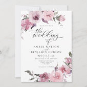 Stoffelijk Roos Roze Mauve Blush Bloemen Bruiloft Kaart (Voorkant)