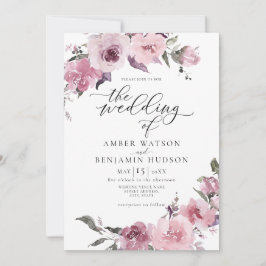 Stoffelijk Roos Roze Mauve Blush Bloemen Bruiloft Kaart
