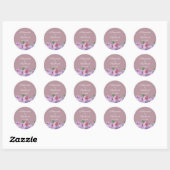 Stoffelijk Roos Roze Paarse Bloemen Bruiloft Ronde Sticker (Vel)