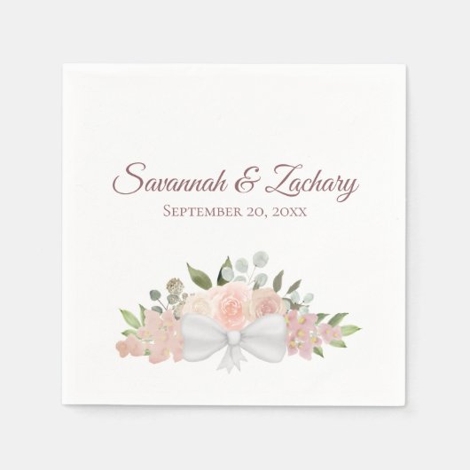Stoffelijk Roos Roze Waterverf Bloemen Boho Bruilo Servet (Voorkant)