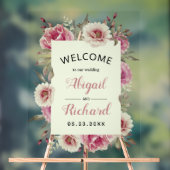 Stoffelijk roos roze waterverf bloemen bruiloft we acryl bord (Neutraal)