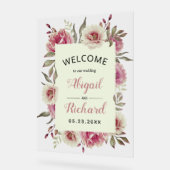 Stoffelijk roos roze waterverf bloemen bruiloft we acryl bord (Hoek)