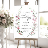 Stoffelijk Roos Roze Wildbloemen Bruiloft Welkomst Poster