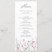 Stoffelijk Roos Roze Wilde Bloemenweide Bloemenbru Menu (Voorkant)