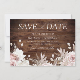 Stoffelijk Roos & Rustiek Boho Bloemen Blush Bruil Save The Date
