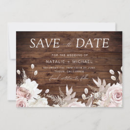 Stoffelijk Roos & Rustiek Boho Bloemen Blush Bruil Save The Date