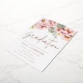 Stoffelijk Roos Waterverf Bloemen Afstuderen Roos  Folie Uitnodiging (Gedraaid)