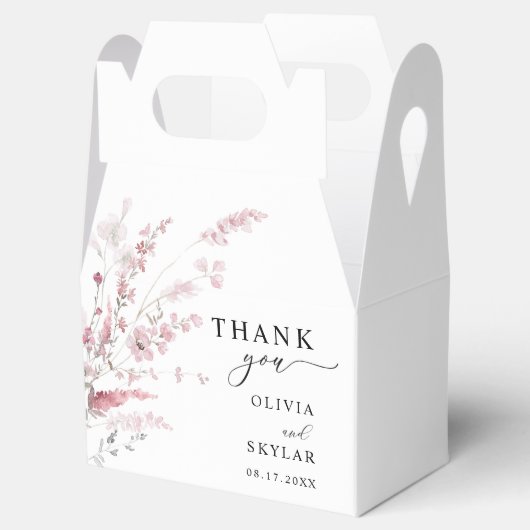 Stoffelijk Roos Wildbloemen Elegante bloemenbruilo Bedankdoosjes (Geopend)