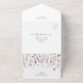 Stoffelijk Roos Wilde Bloemenweide Bloemen Bruilof All In One Uitnodiging (Buitenkant)