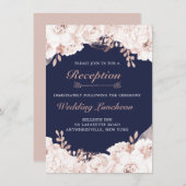 Stoffelijk Roos Wit weelderig bloemig marineblauw  Kaart (Voorkant / Achterkant)