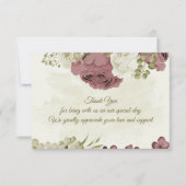 Stoffelijk roos Witte Bloemen Botanische bruiloft Bedankkaart (Voorkant)