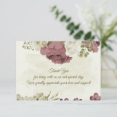 Stoffelijk roos Witte Bloemen Botanische bruiloft Bedankkaart (Staand voorkant)