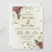 Stoffelijk roos Witte Bloemen Botanische bruiloft Kaart (Voorkant)