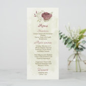 Stoffelijk roos Witte Bloemen Botanische bruiloft Menu (Staand voorkant)