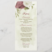 Stoffelijk roos Witte Bloemen Botanische bruiloft Menu (Voorkant)