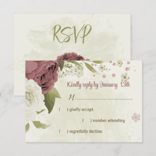 Stoffelijk roos Witte Bloemen Botanische bruiloft RSVP Kaartje