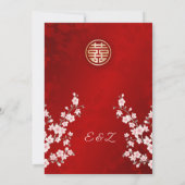 Stoffelijk roze kersenbloesem Chinees bruiloft Kaart (Achterkant)
