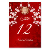 Stoffelijk roze kersenbloesem Chinees bruiloft Kaart (Voorkant)