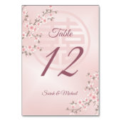 Stoffelijk roze kersenbloesem Chinees bruiloft Kaart (Voorkant)