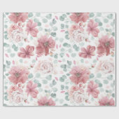 Stoffelijk Rozen bloemenpatroon Elegant Modern Cadeaupapier (Vlak)