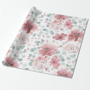 Stoffelijk Rozen bloemenpatroon Elegant Modern Cadeaupapier