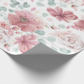 Stoffelijk Rozen bloemenpatroon Elegant Modern Cadeaupapier (Hoek)