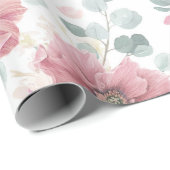 Stoffelijk Rozen bloemenpatroon Elegant Modern Cadeaupapier (Rol Hoek)
