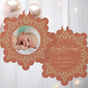 Stoffelijk sinaasappel kerst nieuwe baby ornament kaart