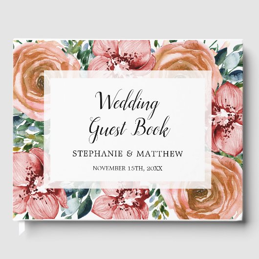 Stoffelijk Sinaasappel Rozen Wijn Rode Orchideeën  Gastenboek (Voorkant)