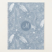 Stoffelijke blauwe boho veren bloemen paislies mon planner (Voorkant)
