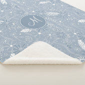 Stoffelijke blauwe boho veren bloemen paislies mon sherpa deken (3/4)