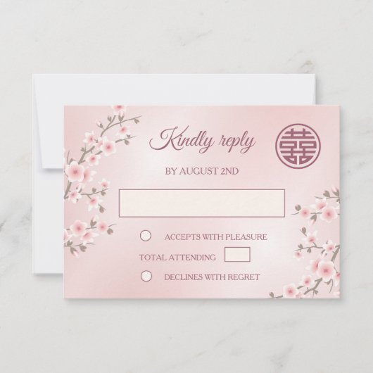 Stoffelijke PiNk Kersenbloesem RSVP Chinese bruilo (Voorkant)
