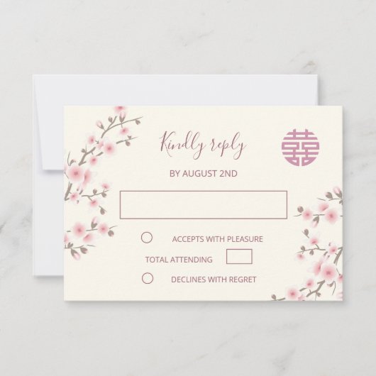 Stoffelijke PiNk Kersenbloesem RSVP Chinese bruilo (Voorkant)