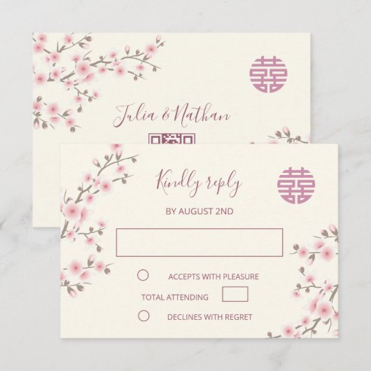 Stoffelijke PiNk Kersenbloesem RSVP Chinese bruilo (Voorkant / Achterkant)