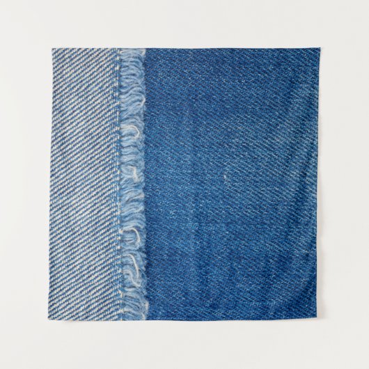 Stoffen blauwe jeans achtergrond, denim structuur wandkleed (Voorkant (horizontaal))