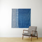 Stoffen blauwe jeans achtergrond, denim textuur wandkleed (In Situ (horizontaal))