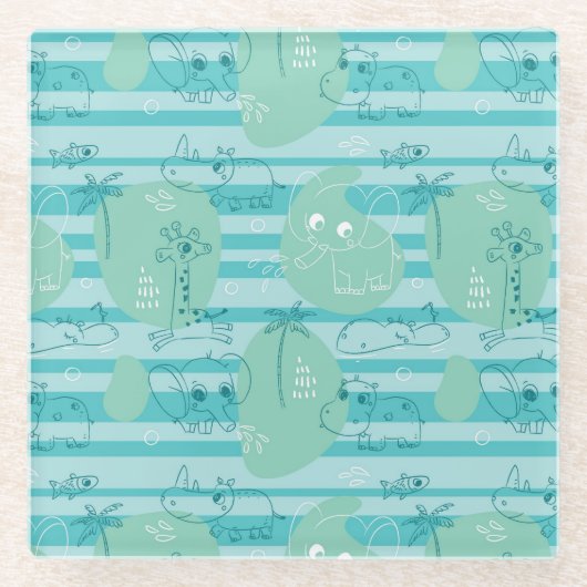 Stoffen die met water spelen 1 glazen onderzetter (Voorkant)