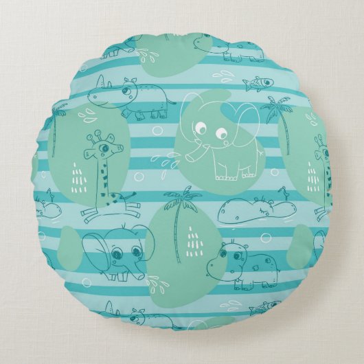 Stoffen die met water spelen 1 rond kussen (Voorkant)