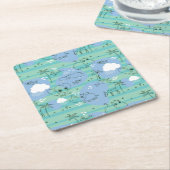 Stoffen die met water spelen 3 kartonnen onderzetters (Schuin)