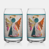 Stoffen engel sodaglas blikvorm glas (Achterkant)
