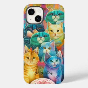 Stoffen kleurrijke katten Case-Mate iPhone 14 hoesje